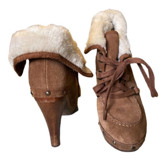 Guess Tan & Fur Heeled Boot size 8.5 - Picture 6 of 6